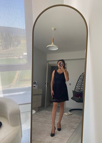 Siyah Dantel Midi Straplez Gotik Elbise - Görsel 2