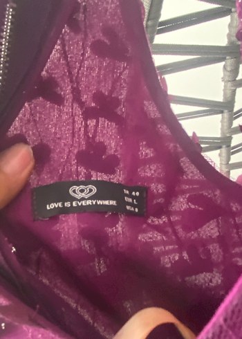 Mor Nakışlı Straplez Midi Abiye Elbise - Görsel 9