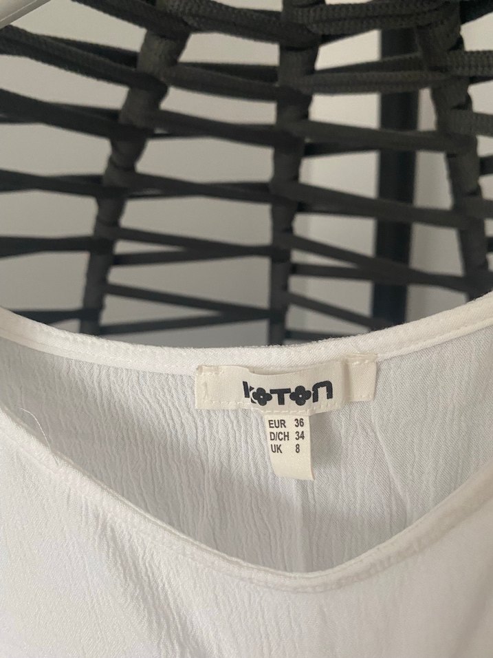 Beyaz, Askılı, Salaş Keten Bluz - Görsel 4