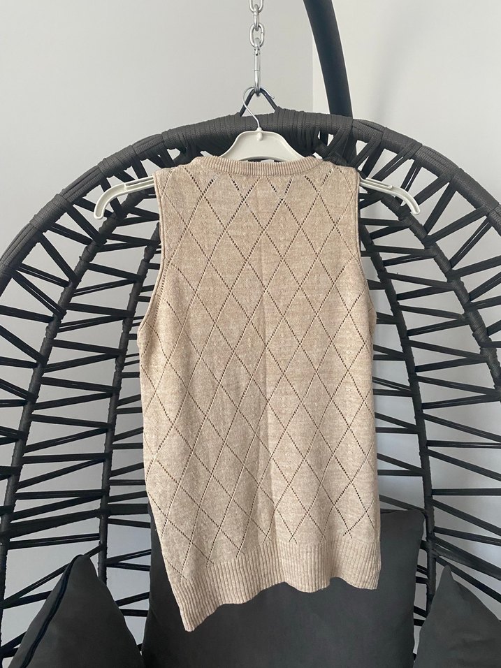 Bej Triko Kolsuz Kadın Süveter - Görsel 2