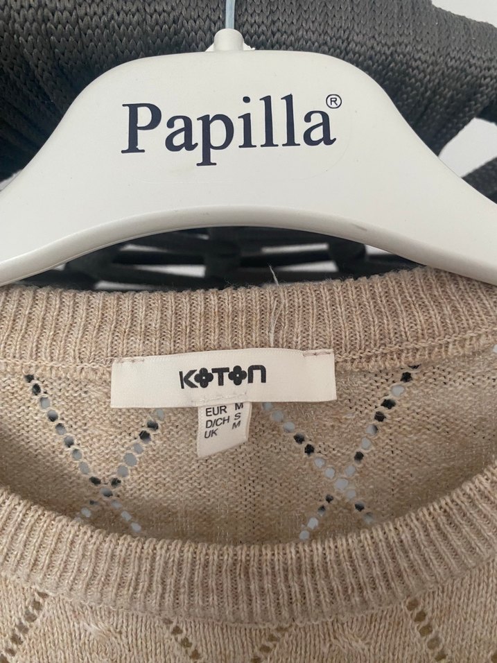 Bej Triko Kolsuz Kadın Süveter - Görsel 3