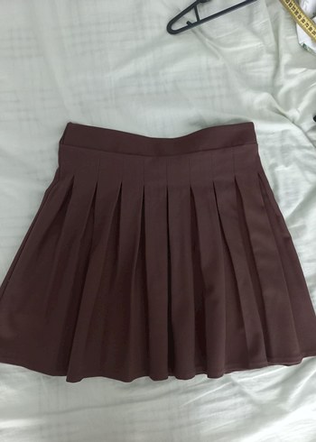 Kadın Kahverengi Pileli Mini Etek