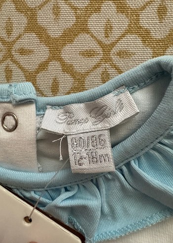 Mavi Çiçek Desenli Kız Bebek Body zıbın - Görsel 2