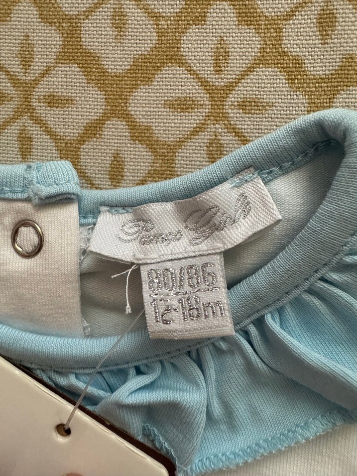 Mavi Çiçek Desenli Kız Bebek Body zıbın - Görsel 2