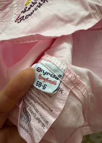 Kız Çocuk Pembe Nakışlı Askılı Elbise - Görsel 3