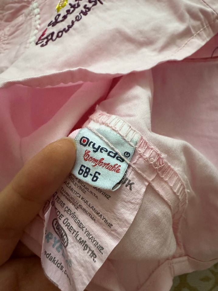 Kız Çocuk Pembe Nakışlı Askılı Elbise - Görsel 3