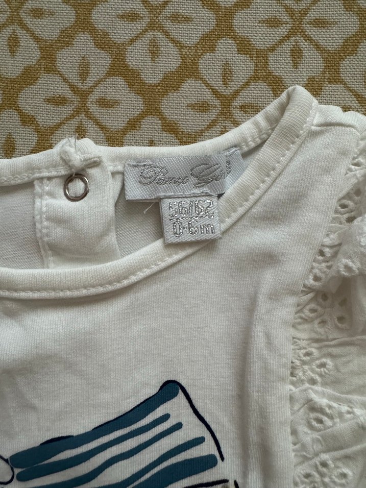 Panço Kız Çocuk Beyaz Fırfırlı Kısa Kollu Tişört - Görsel 2