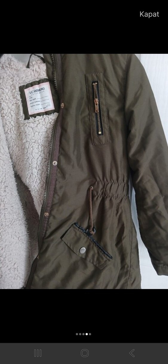 Fermuarlı Kahverengi Kız Çocuk Kaban - Görsel 3