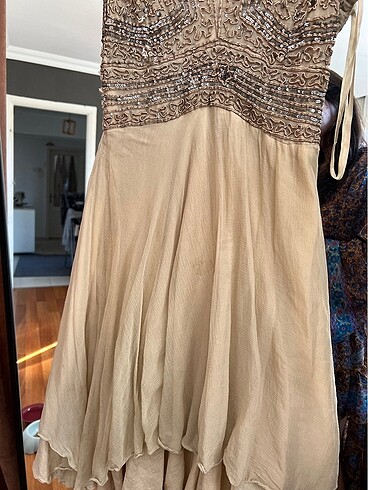 m Beden camel Renk American vintage ipek elbise