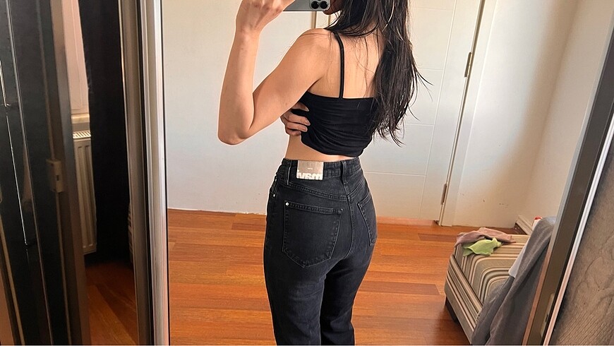 xs Beden Mavi mom jean