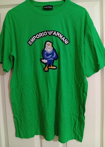 Emporio Armani Canli Yesil Emporio Armani Kartal Baskili Tisort