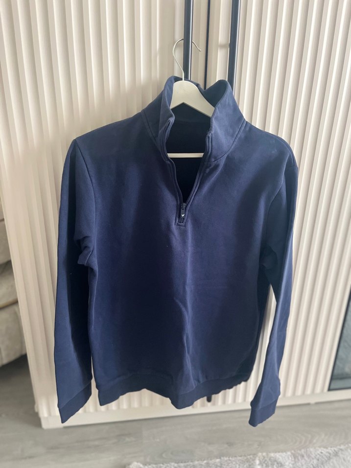Lacivert Yarım Fermuarlı Rahat Sweatshirt — görsel 2/2