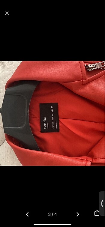 xs Beden bershka kırmızı deri ceket