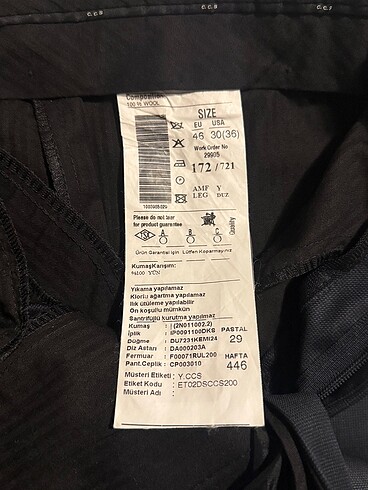 46-6 drop Beden Sarar CCS Erkek Takım Elbise
