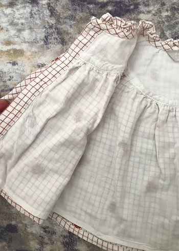 6-9 Ay Beden beyaz Renk Nakışlı Fırfırlı Kız Bebek elbise