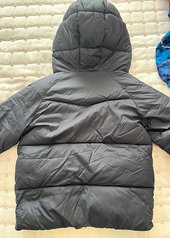 5 Yaş Beden siyah Renk Erkek Çocuk Siyah Kapüşonlu Düğmeli Mont