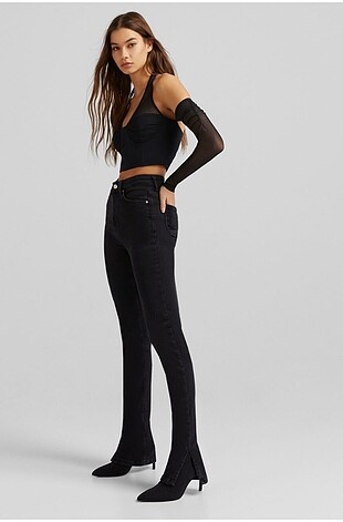 Yırtmaçlı yüksek bel skinny fit jean