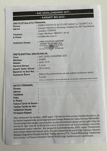  Beden Sinbo Pro saç sekillendirme aleti bir kez kullanıldı