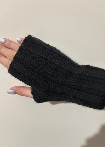 El Örgüsü Siyah Kadın Eldiven - Görsel 2