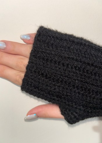 El Örgüsü Siyah Kadın Eldiven - Görsel 3