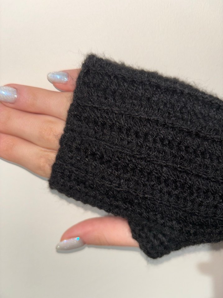 El Örgüsü Siyah Kadın Eldiven - Görsel 3