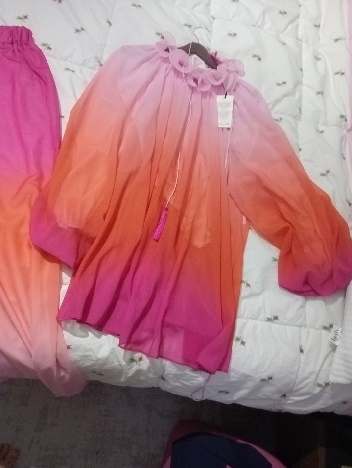 Pembe Bohem pantalonlu Nisan söz abiye davet kiyafeti - Görsel 2