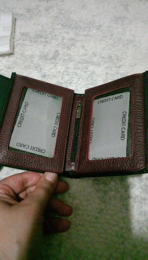 Karalı Siyah ve bordo Erkek Cüzdan - Görsel 2