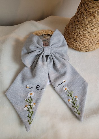 Nakışlı Fiyonklu Yeşil Çocuk Saç Bandı - Görsel 17