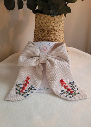 Nakışlı Fiyonklu Yeşil Çocuk Saç Bandı - Görsel 16