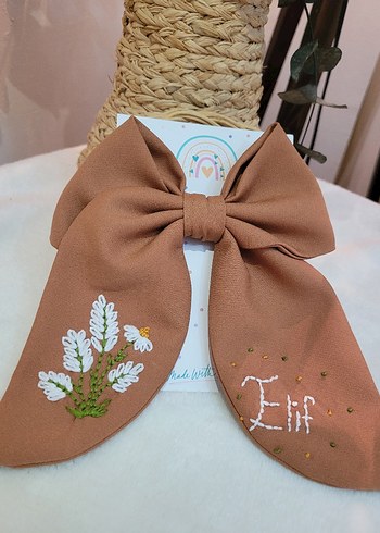 Nakışlı Fiyonklu Yeşil Çocuk Saç Bandı - Görsel 8