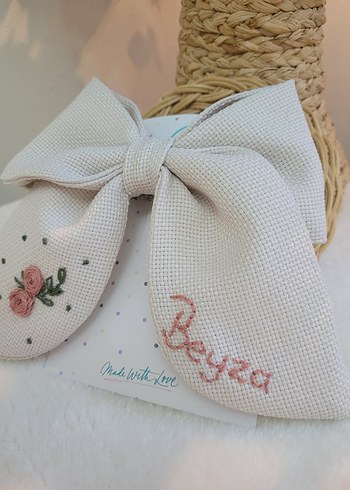 Nakışlı Fiyonklu Yeşil Çocuk Saç Bandı - Görsel 7