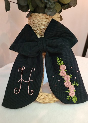 Nakışlı Fiyonklu Yeşil Çocuk Saç Bandı - Görsel 12