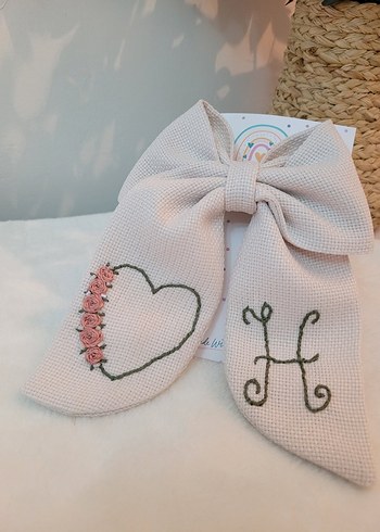 Nakışlı Fiyonklu Yeşil Çocuk Saç Bandı - Görsel 14