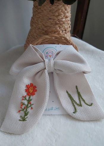 Nakışlı Fiyonklu Yeşil Çocuk Saç Bandı - Görsel 5