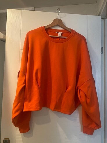 Turuncu bol dokum sweatshirt