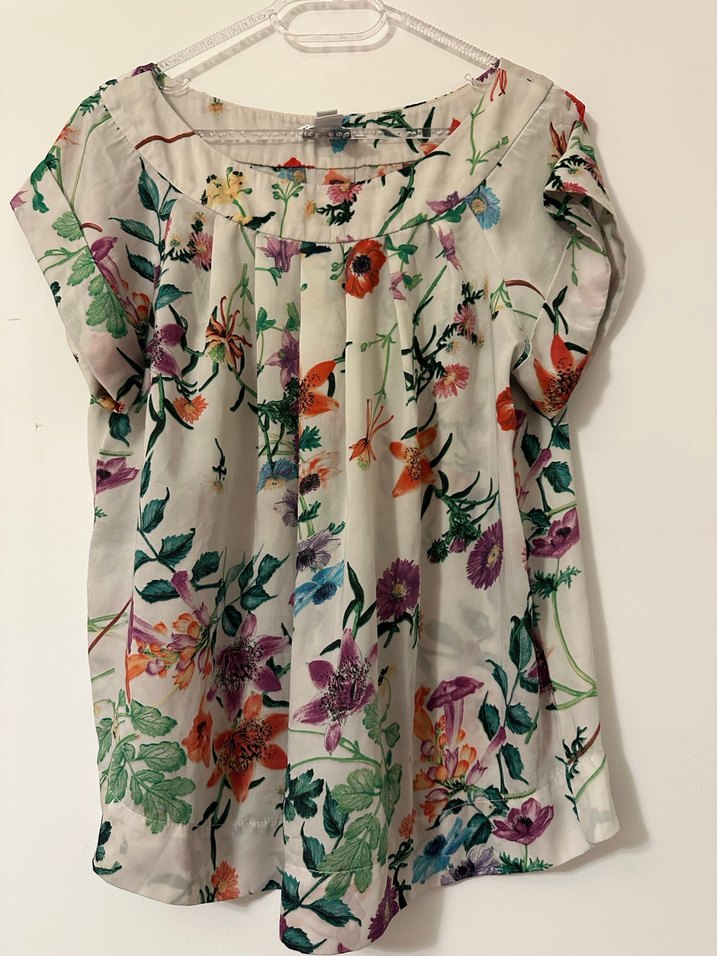 Çiçek Desenli Pliseli Kadın Bluz - Görsel 2