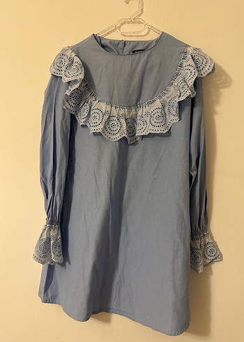 Mavi Nakışlı Bohem Kadın Bluzu - Görsel 2