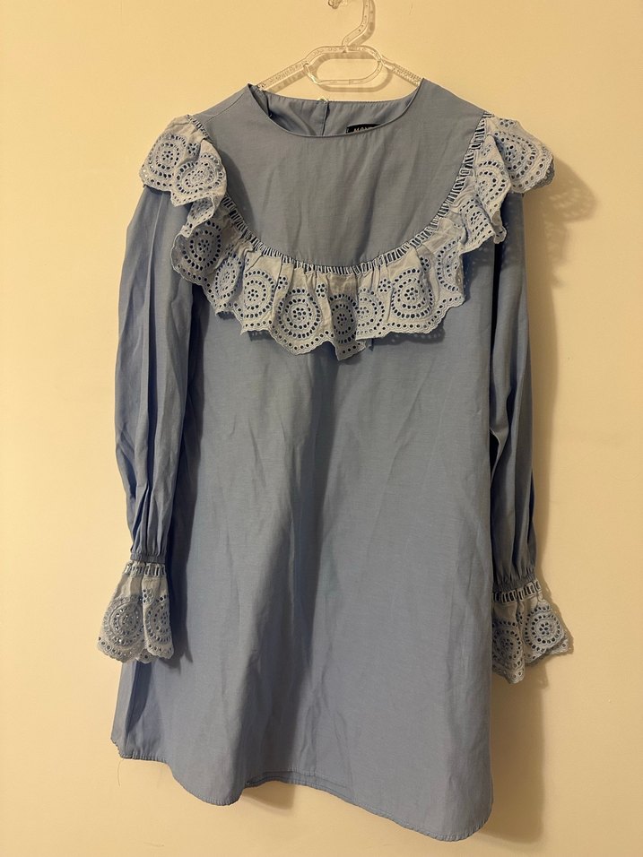 Mavi Nakışlı Bohem Kadın Bluzu - Görsel 2
