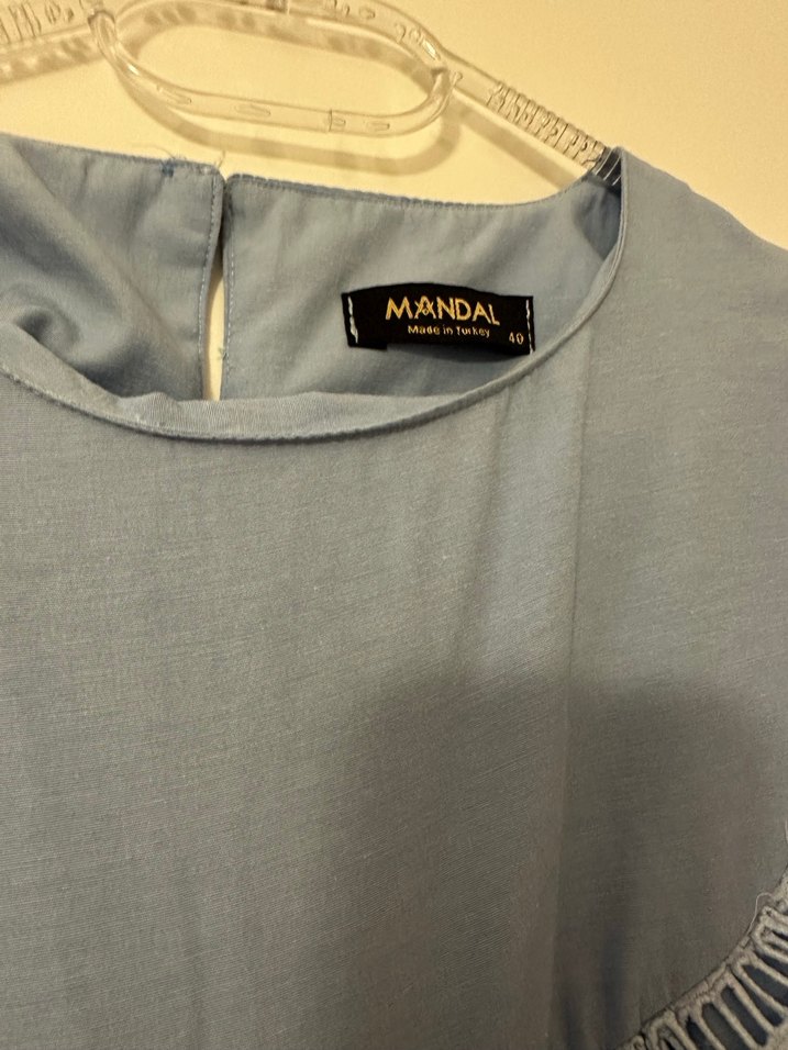 Mavi Nakışlı Bohem Kadın Bluzu - Görsel 4