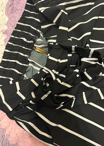 Çizgili  Kadın Kumaş Pantolon - Görsel 2