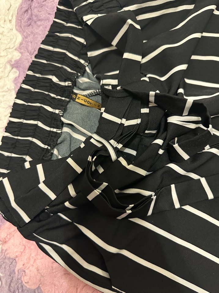 Çizgili  Kadın Kumaş Pantolon - Görsel 2