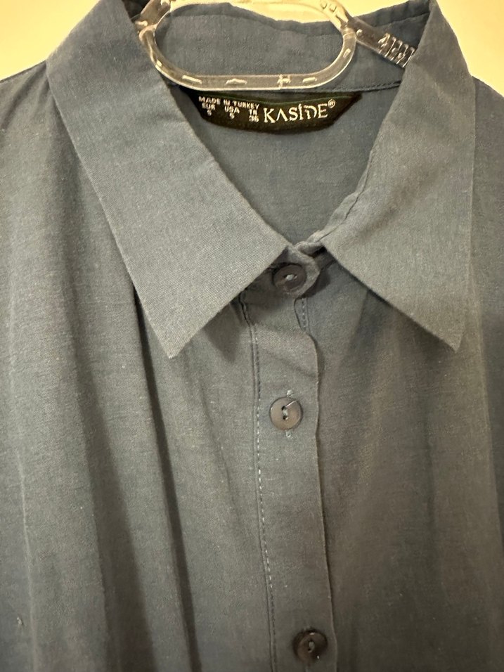 Düğmeli Uzun Kollu Pamuklu çok renkli Kadın Gömlek - Görsel 3