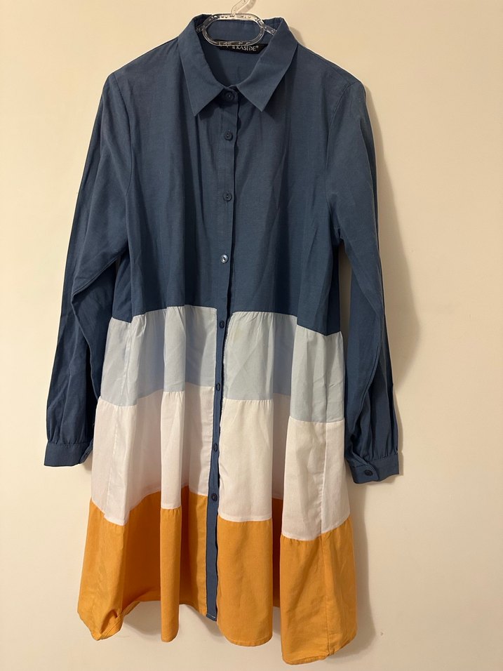 Düğmeli Uzun Kollu Pamuklu çok renkli Kadın Gömlek - Görsel 2