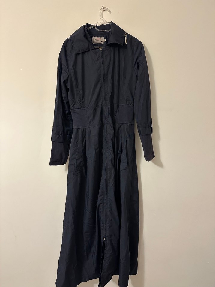 Lacivert Fermuarlı Uzun yağmurluk - Görsel 2