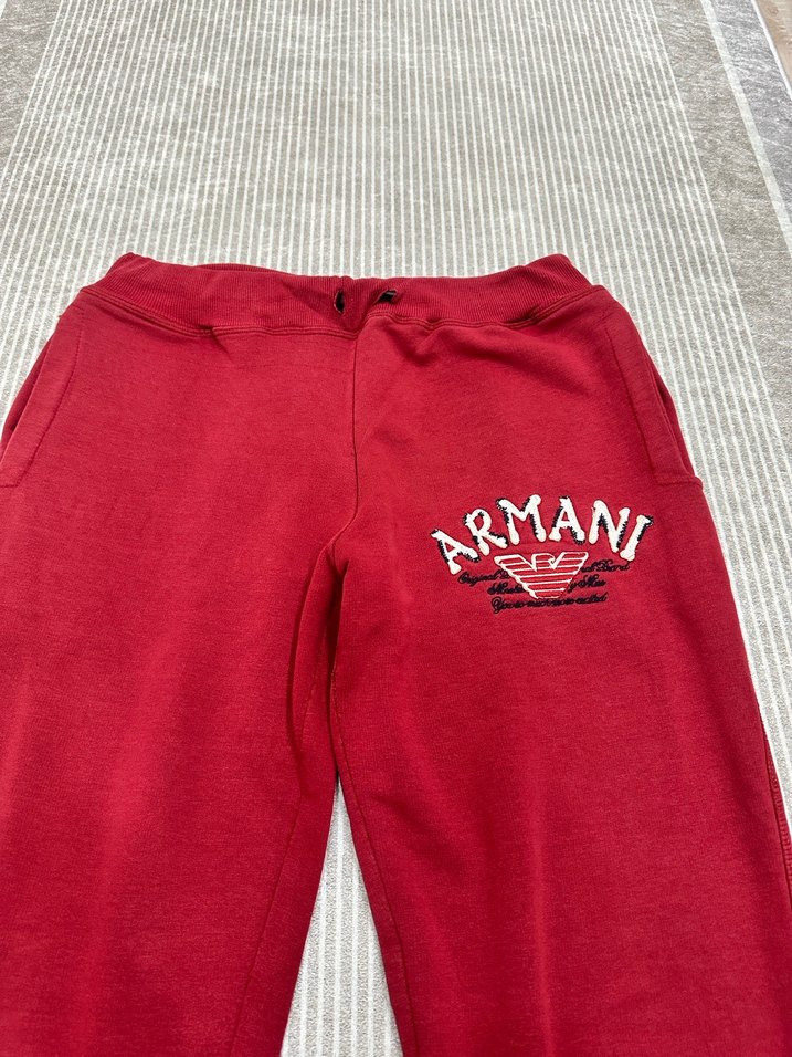 Kırmızı Armani Fermuarlı erkek Eşofman Altı - Görsel 2