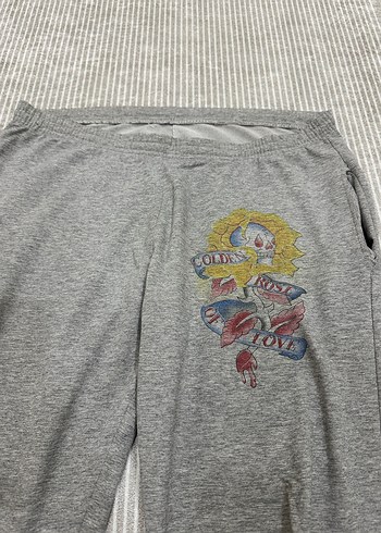 Gri Nakışlı erkek Rahat Eşofman Altı - Görsel 2