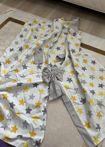 Gri ve Sarı Yıldız Desenli Çocuk puset Seti - Görsel 7