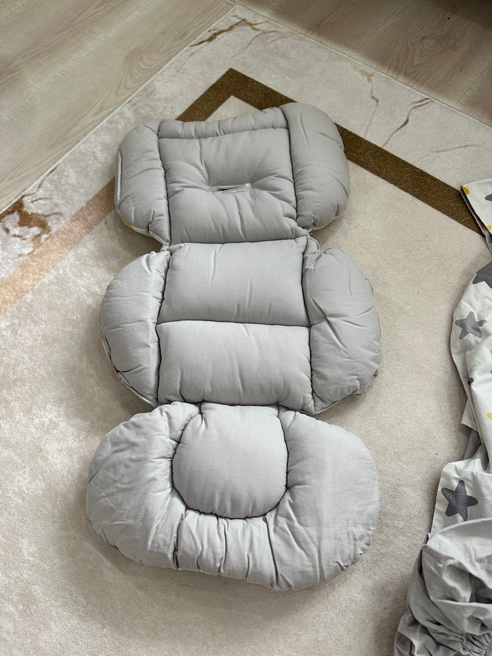 Gri ve Sarı Yıldız Desenli Çocuk puset Seti - Görsel 3