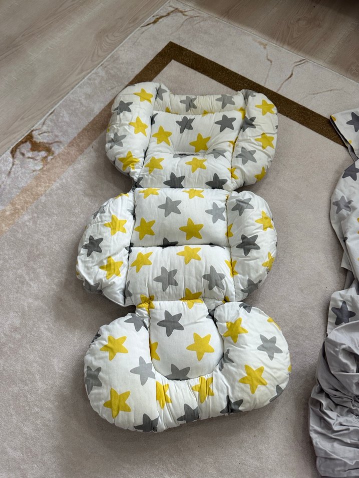 Gri ve Sarı Yıldız Desenli Çocuk puset Seti - Görsel 2