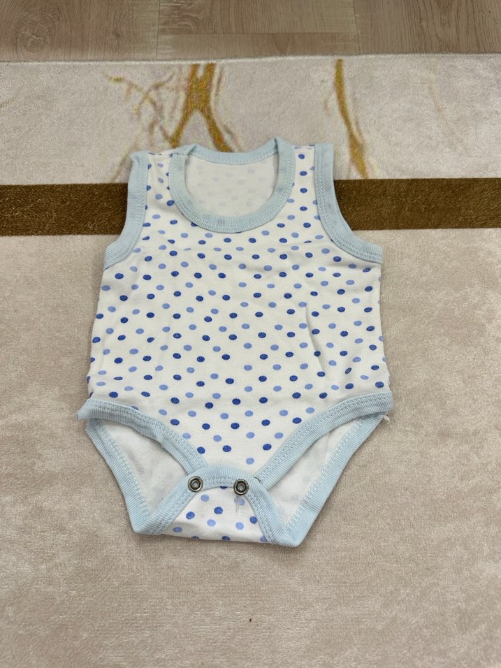Mavi Puantiyeli Kolsuz Bebek Body - Görsel 2